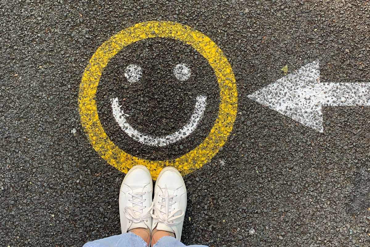A smile drawn onto the road