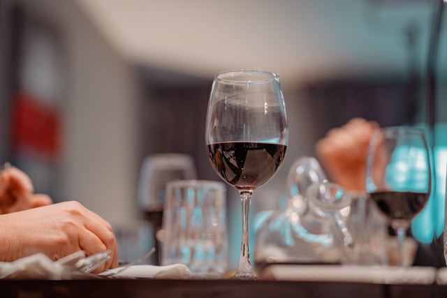 Glass of wine on a table